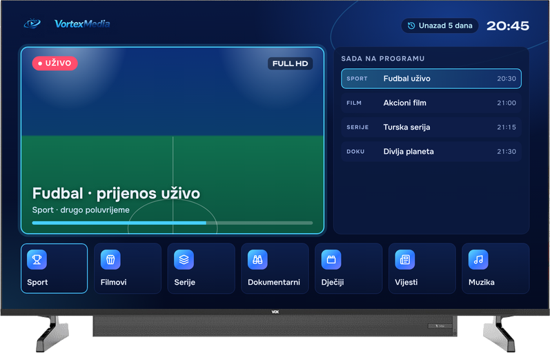 Smart TV sa VortexMedia početnim ekranom